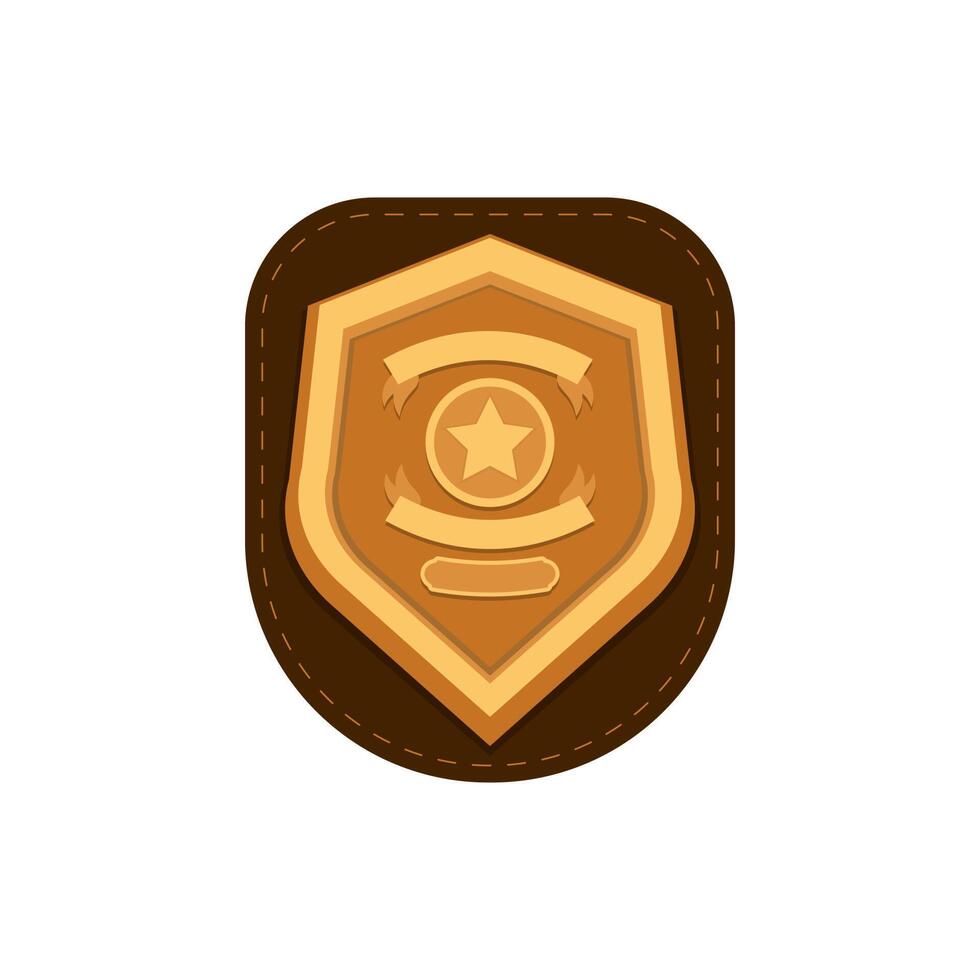 Sheriff badge, golden shield with star vector icon flat isolated.