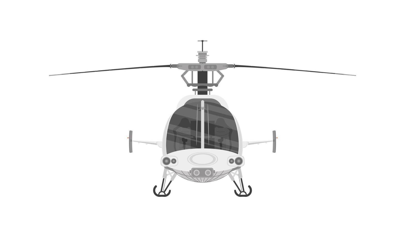 Helicóptero con chasis y palas. ilustración vectorial eps 10 aislado sobre fondo blanco vector