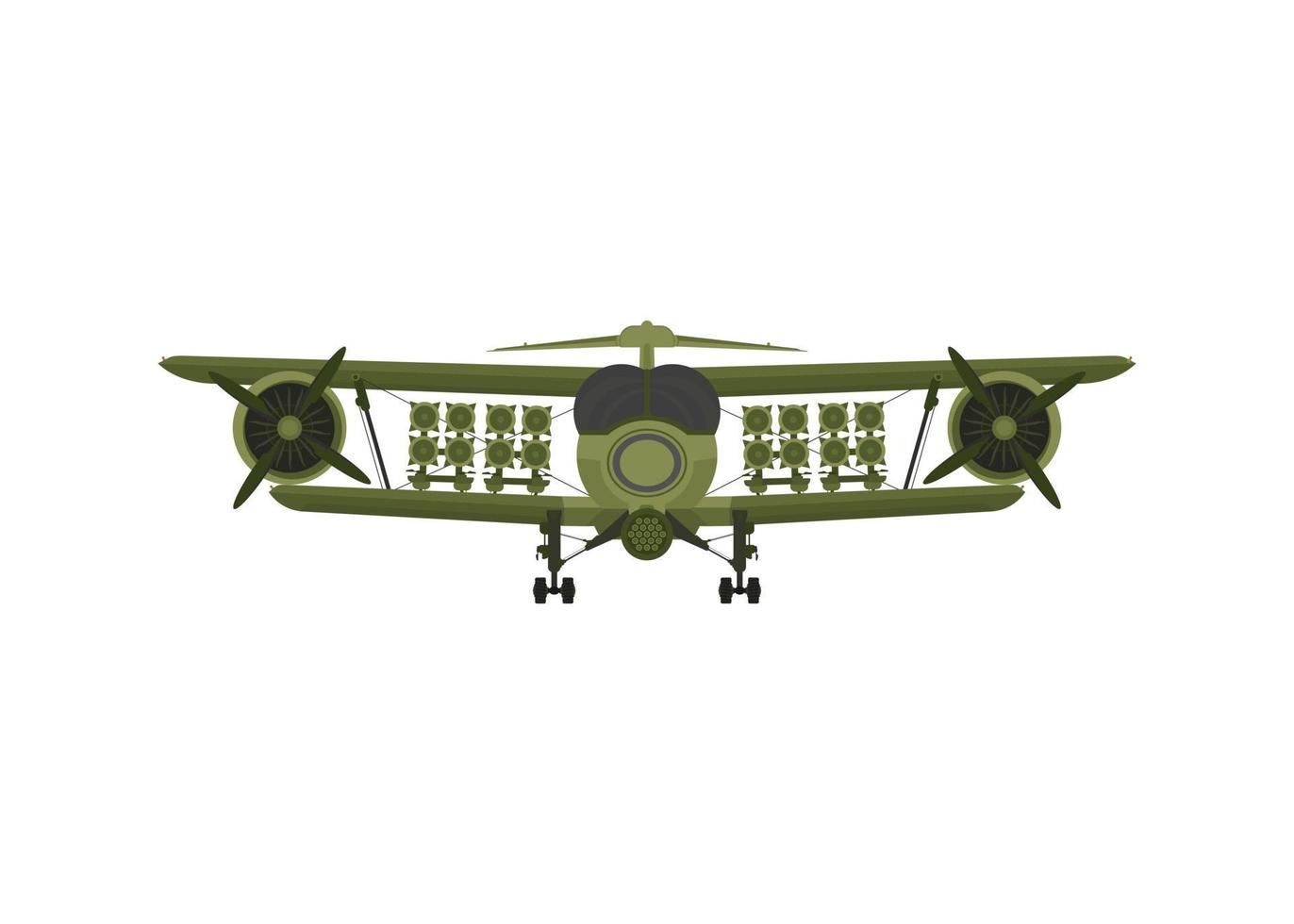 Fighter, military aircraft with missiles on board. Illustration isolated on white background. vector