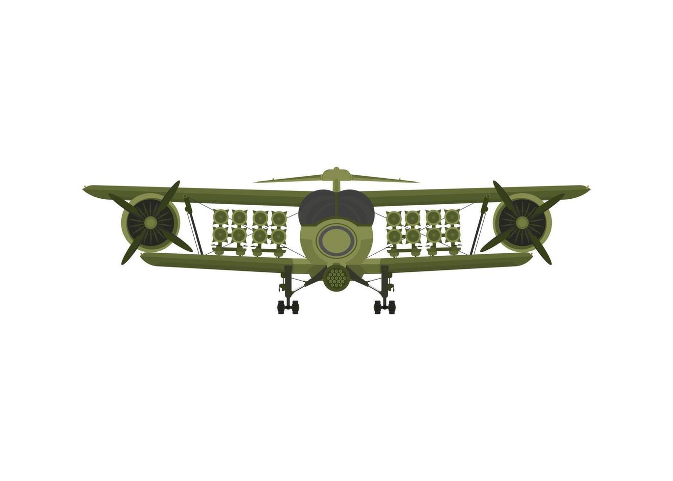 Fighter, military aircraft with missiles on board. Illustration isolated on white background. vector