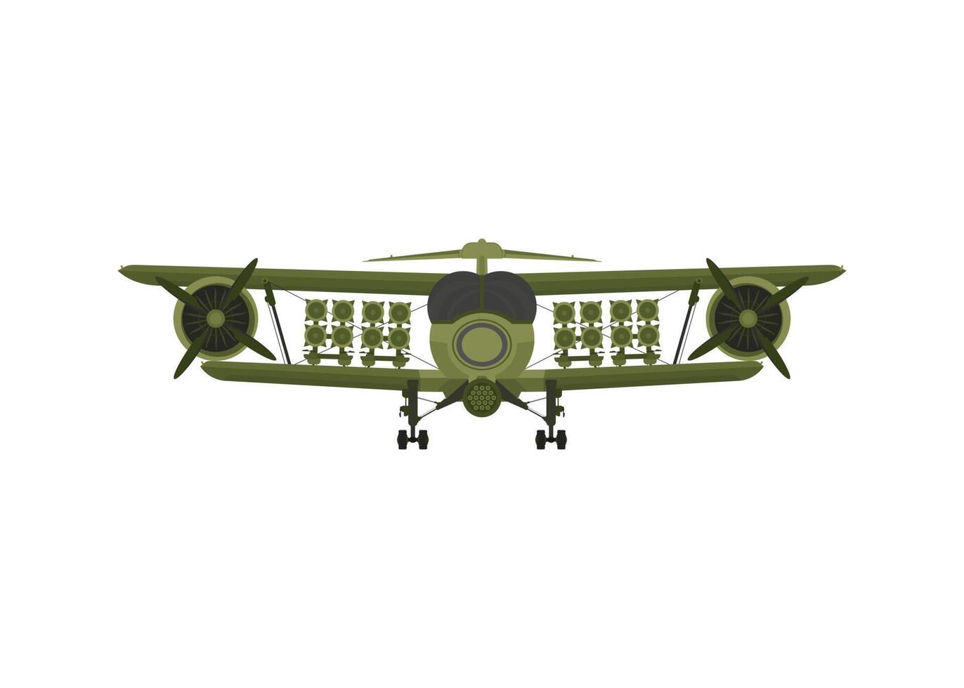 Fighter, military aircraft with missiles on board. Illustration isolated on white background. vector