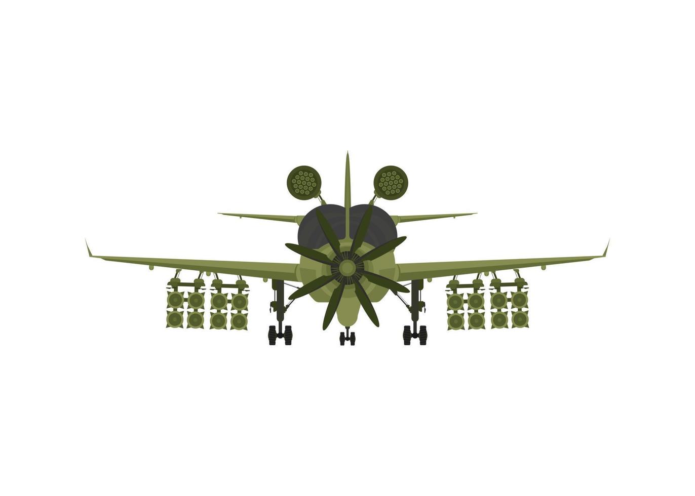 Fighter, military aircraft with missiles on board. Illustration isolated on white background. Vector illustration