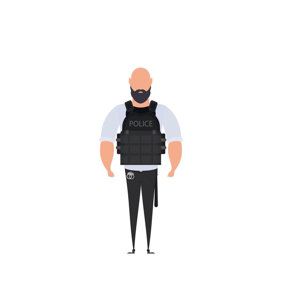 Man with pilot uniform illustration in flat color design. on white background. vector