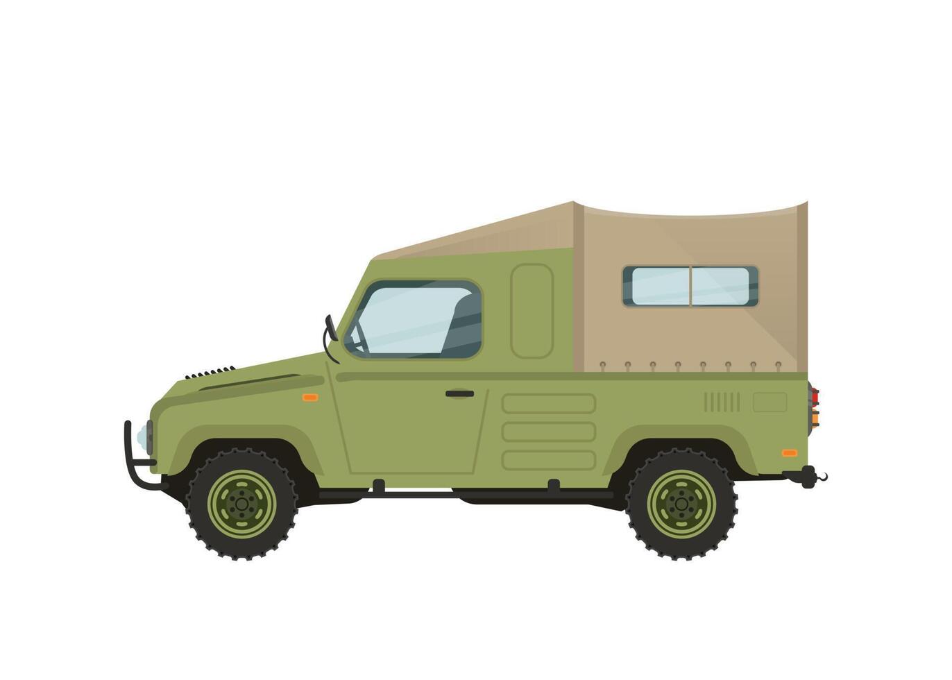 Military car for passengers. Vector illustration on a white background.