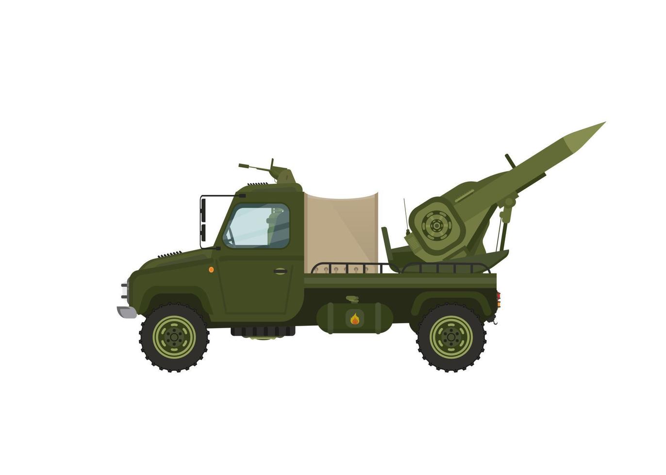 camión con misiles militares. ilustración vectorial sobre un fondo blanco para su diseño vector