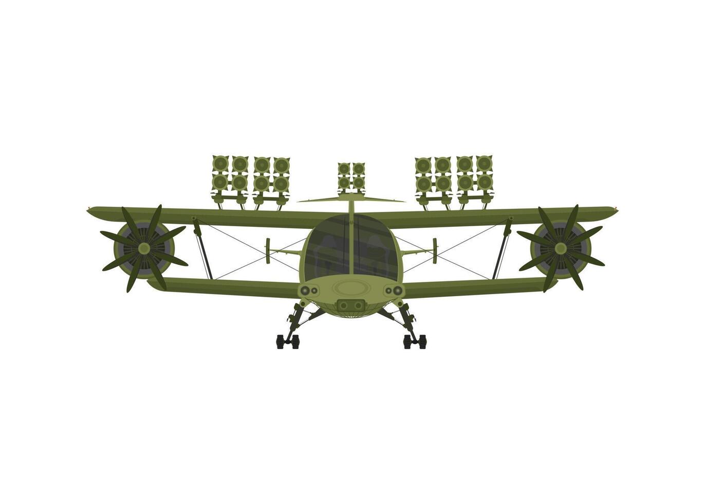 Fighter, military aircraft with missiles on board. Illustration isolated on white background. vector