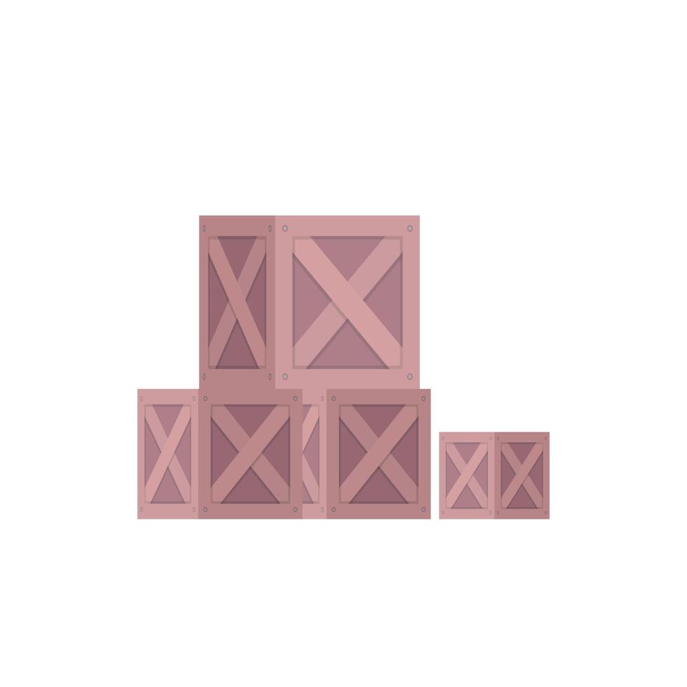 Merchandise wooden boxes piled up illustration vector