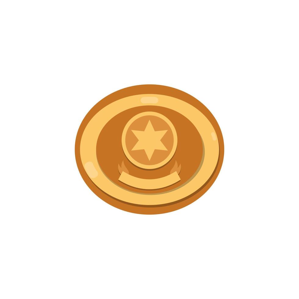 Sheriff badge, golden shield with star icon flat isolated. vector