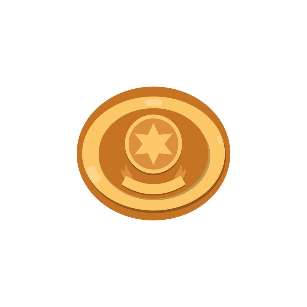 Sheriff badge, golden shield with star vector icon flat isolated.