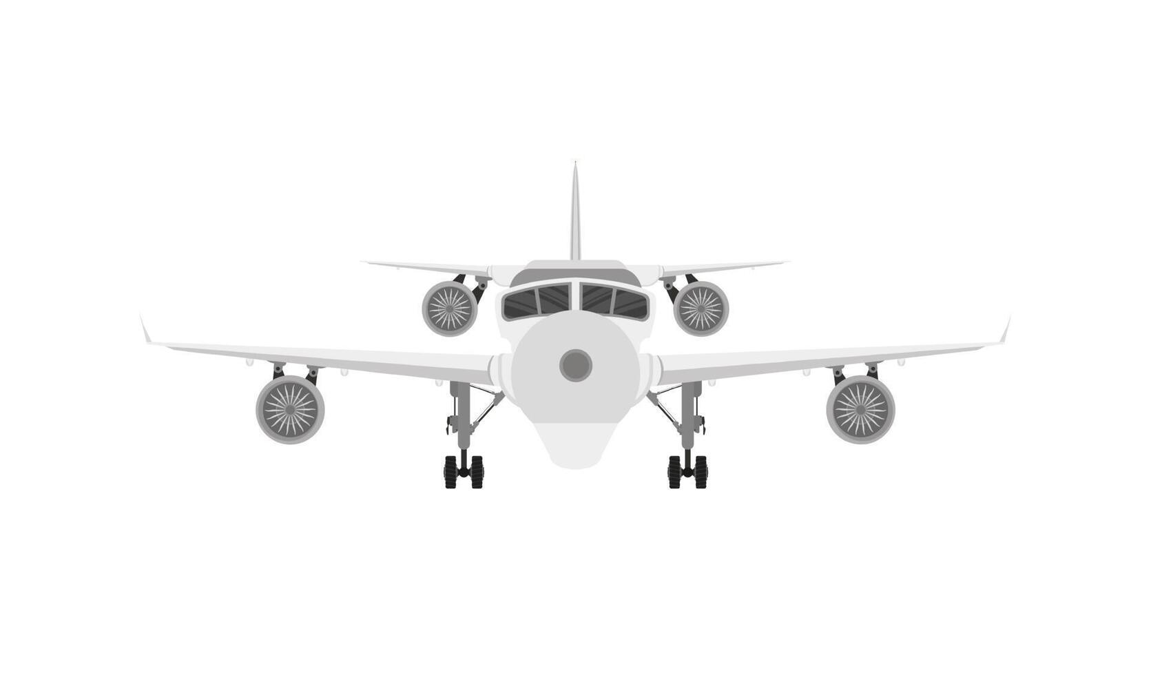 Commercial jet plane with landing gear. isolated on white. 3D render. Front view vector