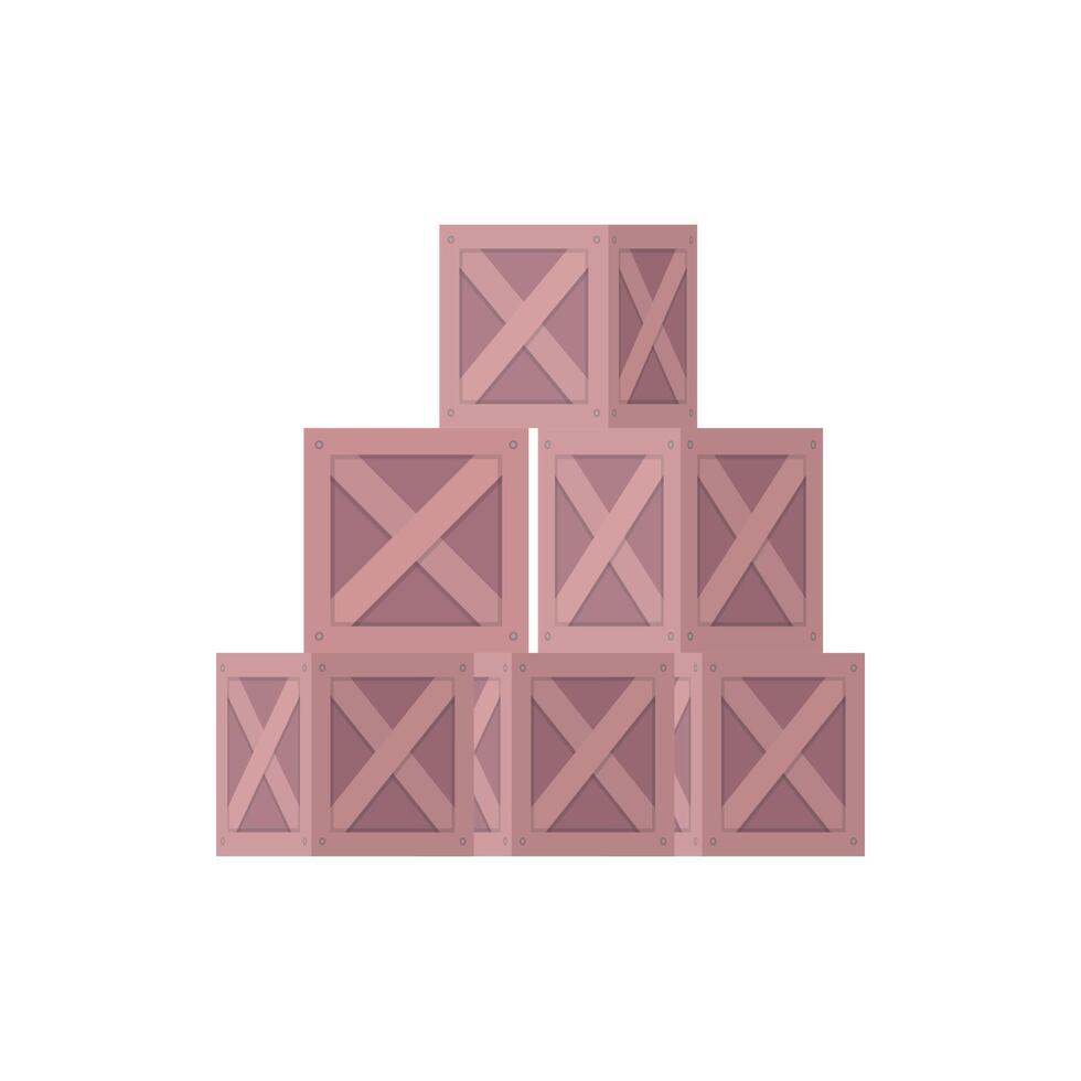 Merchandise wooden boxes piled up vector illustration