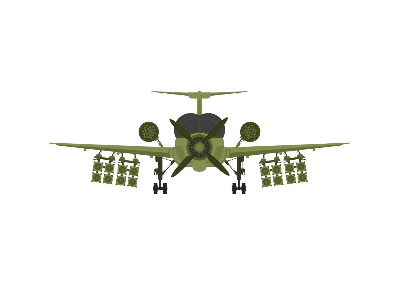 Fighter, military aircraft with missiles on board. Illustration isolated on white background. vector
