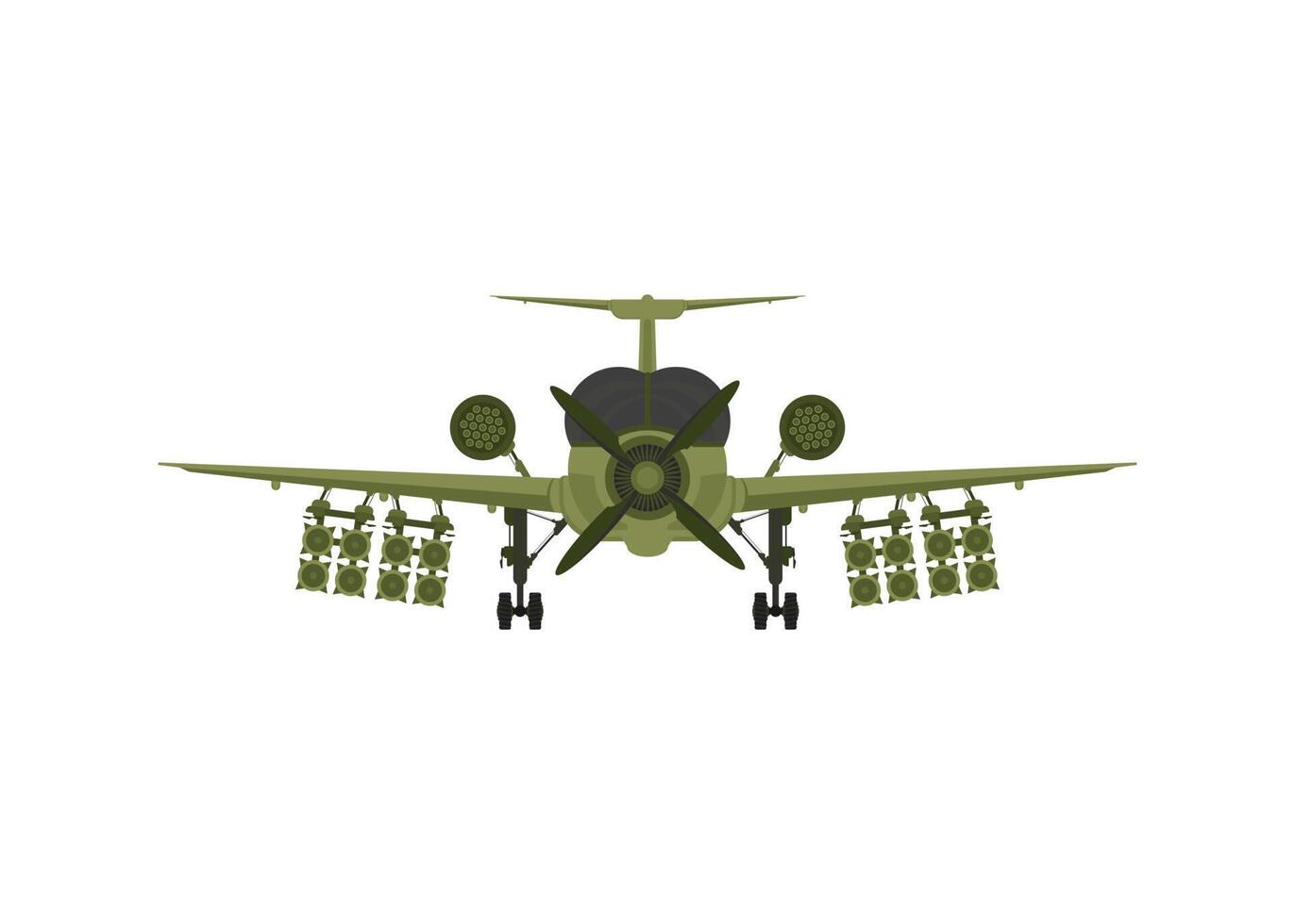 Fighter, military aircraft with missiles on board. Illustration isolated on white background. Vector