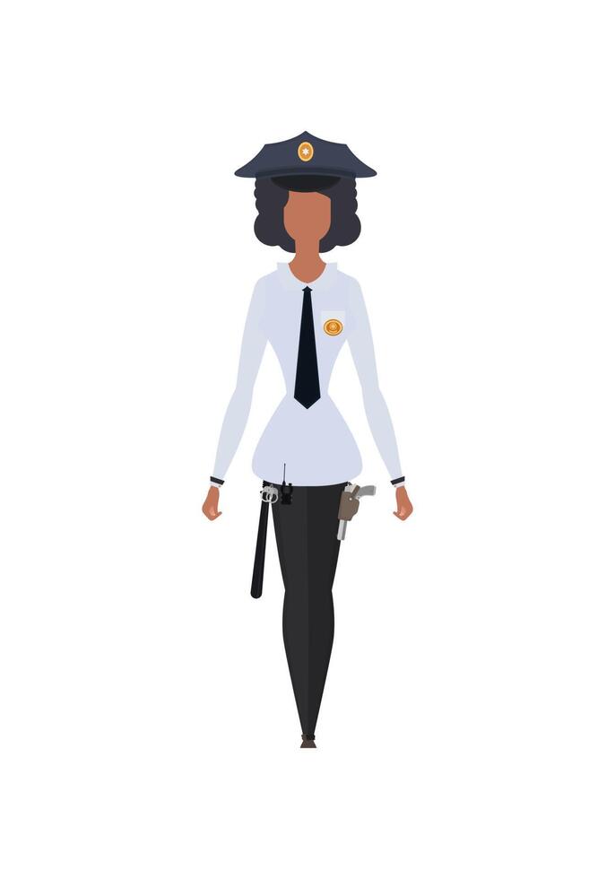 Young female officer in, professional military female character vector Illustration