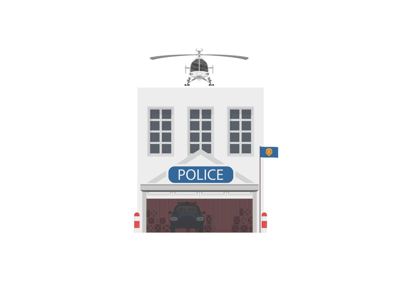 icon set or infographic elements representing low poly police buildings for city illustration vector