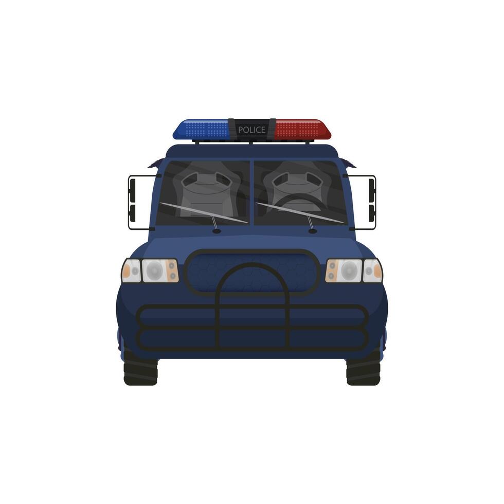 ilustración simple del coche de policía, vista frontal vector