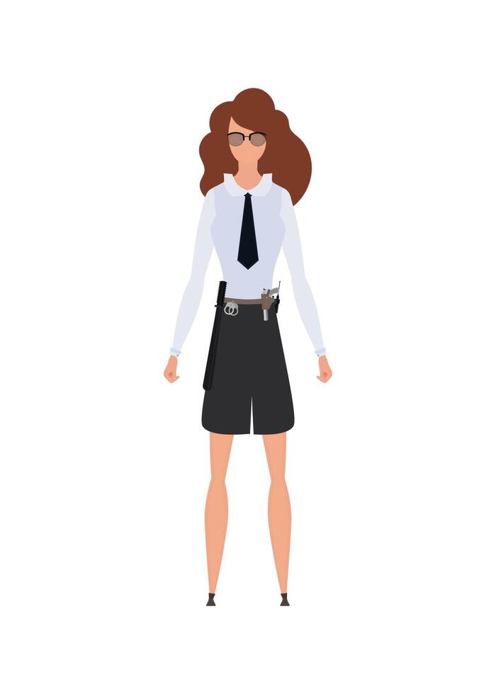 Lady police officer in uniform. Isolated. illustration vector