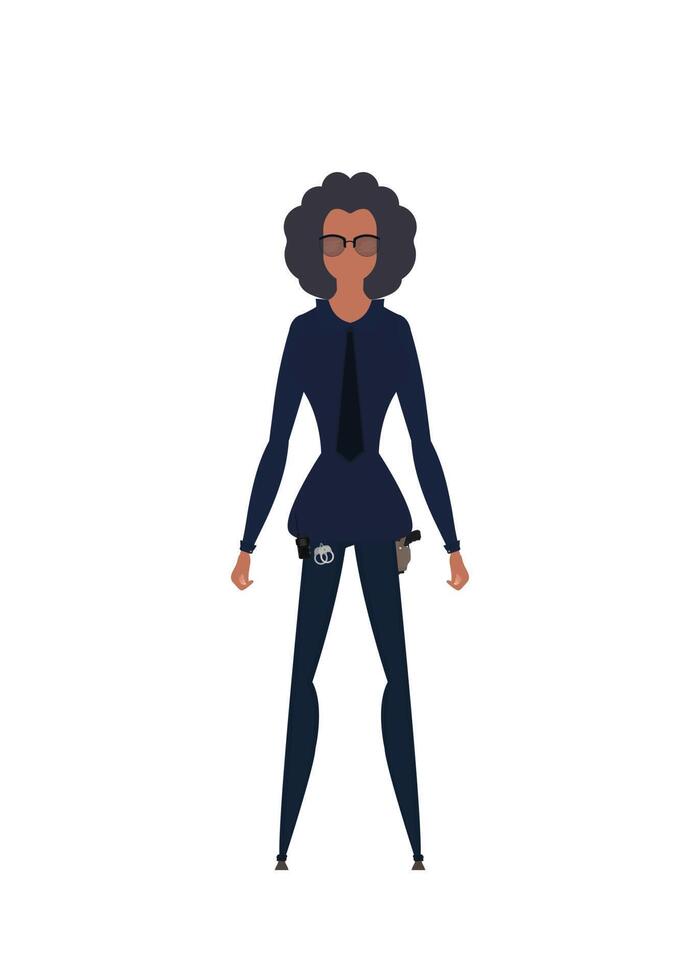 Pretty girl police officer in uniform. Illustration. Isolated over white background. vector