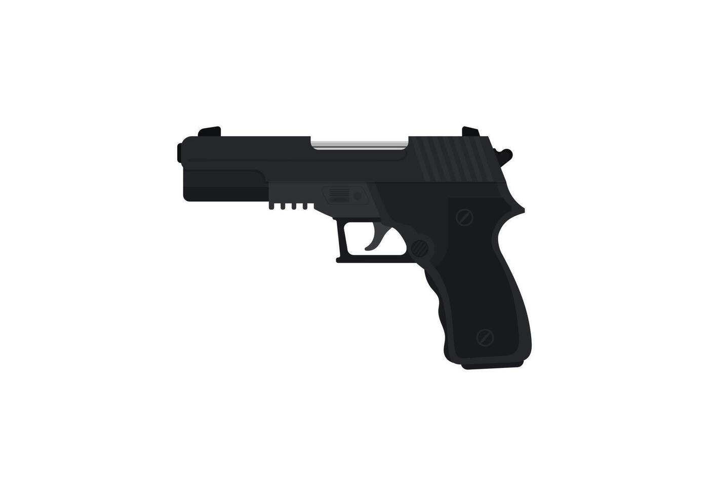 Pistola de policía negro aislado sobre fondo blanco. vector