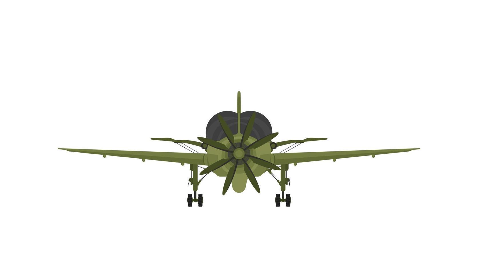 avión de combate en vuelo, avión militar, avión del ejército aislado en fondo blanco, vista frontal vector