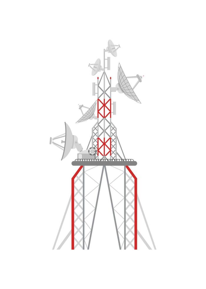 Radio tower icon in cartoon style on a white background. Vector illustration
