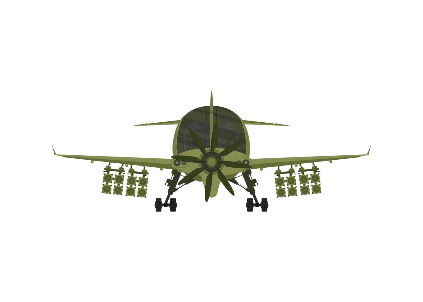 Fighter, military aircraft with missiles on board. Illustration isolated on white background. Vector illustration