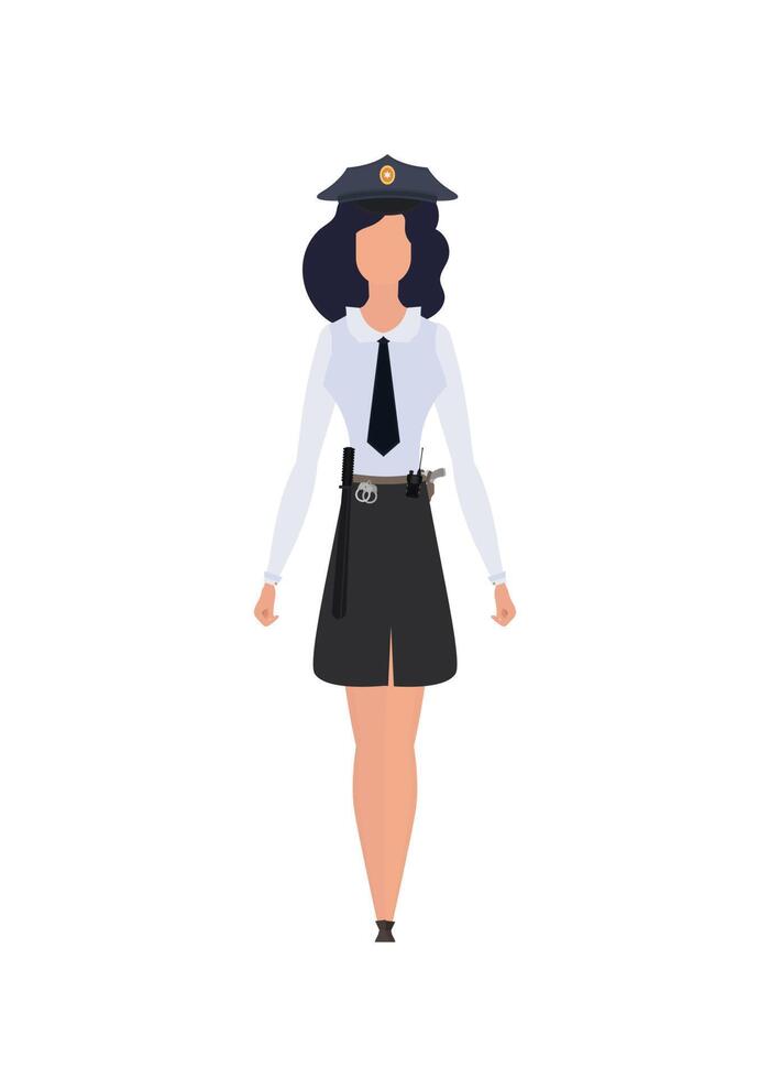 Lady police officer in uniform. Isolated. illustration vector