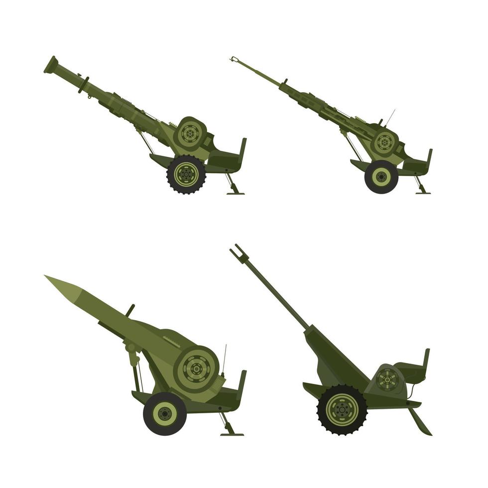 Artillery gun on a white background. Isolate. It can be enlarged and used as a background or texture. vector