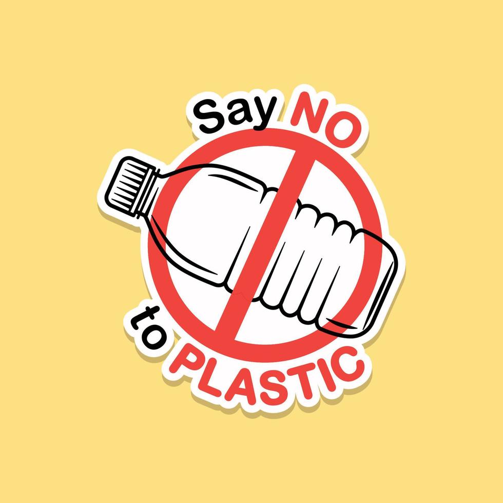 Say no to plastic text plastic free lifestyle vector