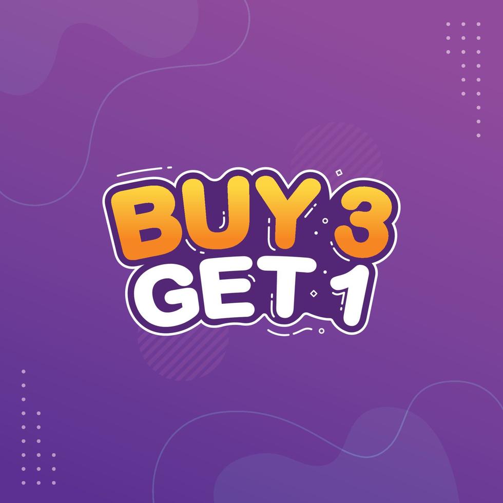 Buy 3 Get 1 Free sale tag banner design template vector illustration