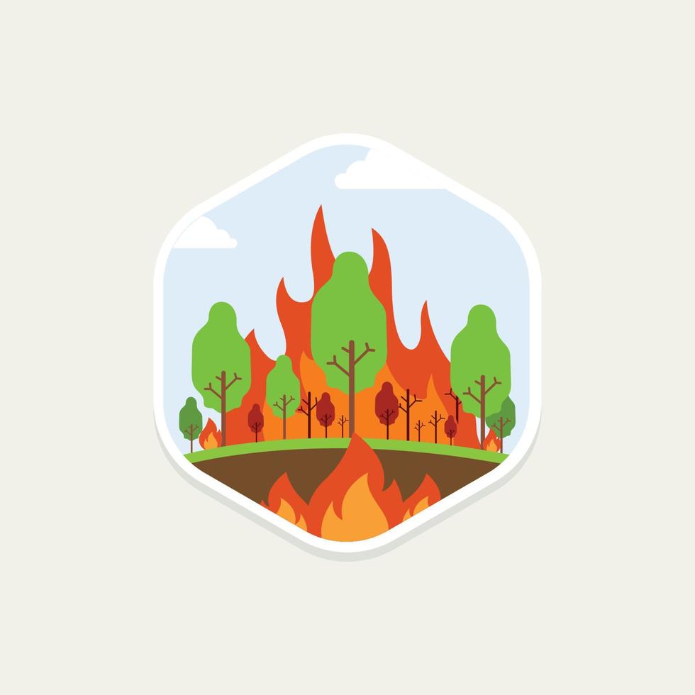 Forest fire disaster flat vector illustration