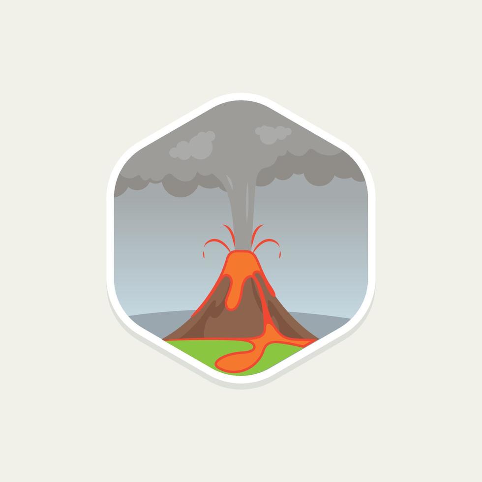 Volcano eruption disaster flat vector illustration