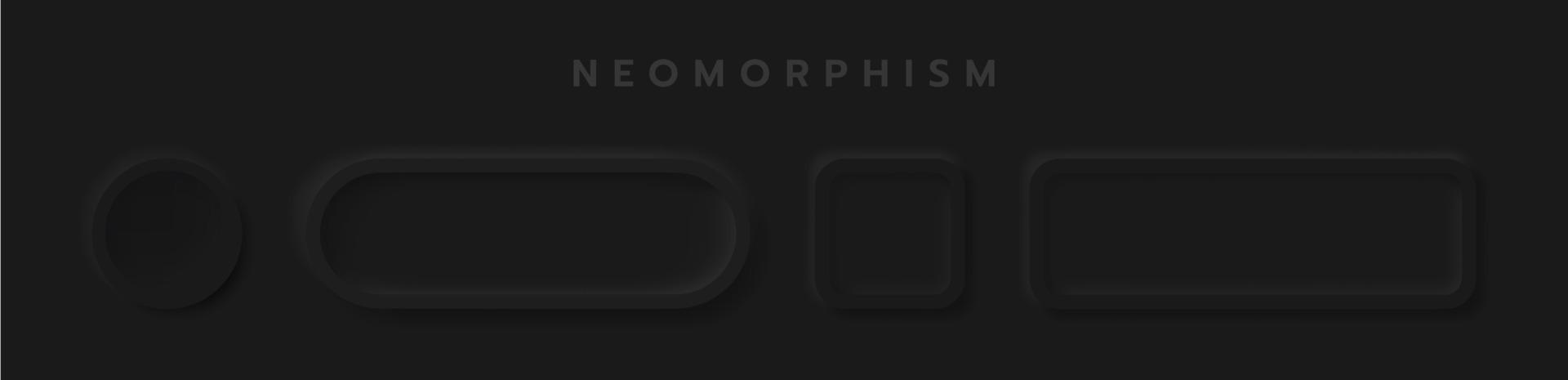 Black button Neumorphism design elements vector set, Button and Element for UI Web design or Application UI Design.