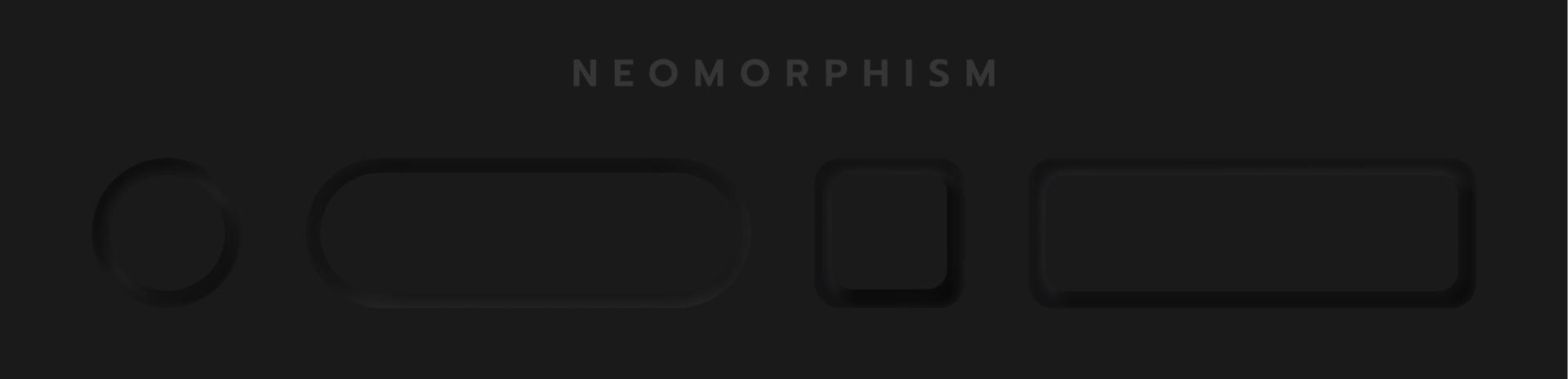 Black button Neumorphism design elements vector set, Button and Element for UI Web design or Application UI Design.