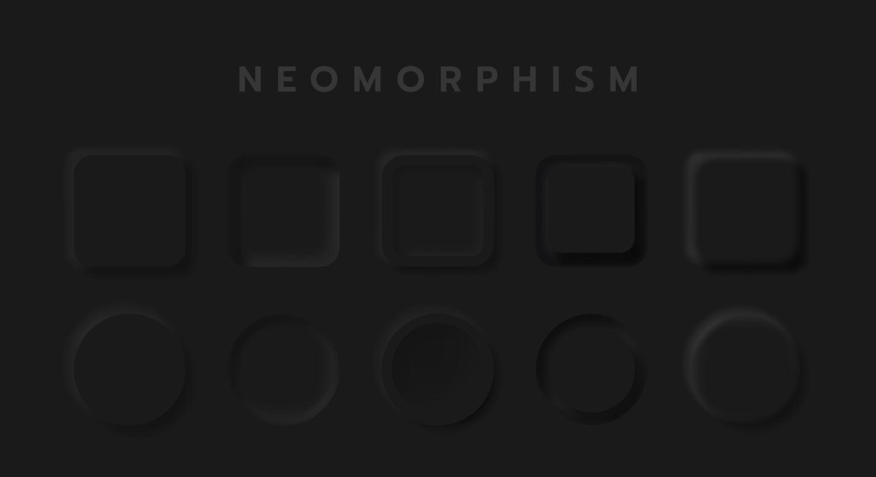 Black button Neumorphism design elements vector set, Button and Element for UI Web design or Application UI Design.