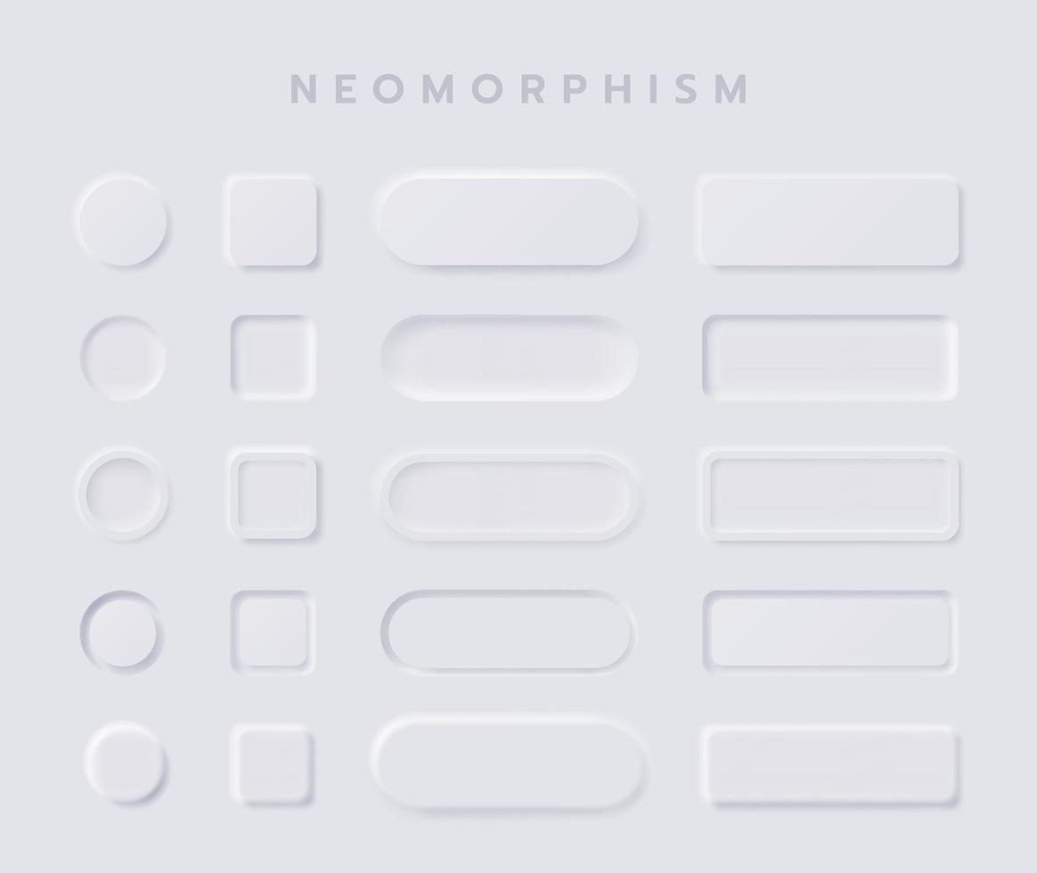 White button Neumorphism design elements vector set, Button and Element for UI Web design or Application UI Design.