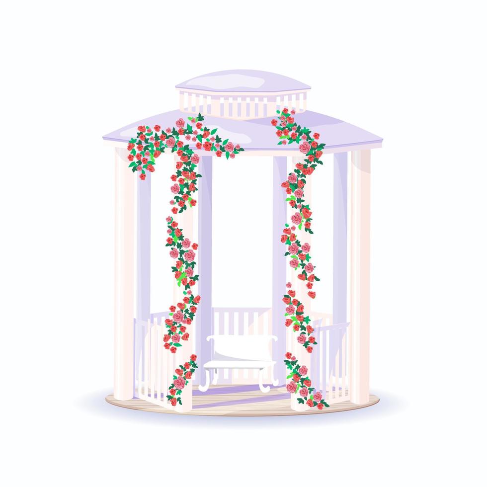 Gazebo in weaving roses vector