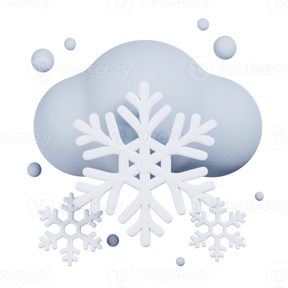 snöflinga med moln isolerat. 3d framställa av vinter- ikon png