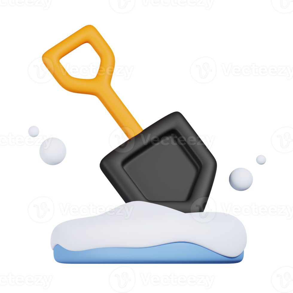 neve pala, scavando pala isolato. 3d rendere di inverno icona png