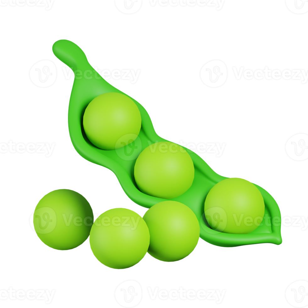 Peas isolated. 3D render of Nuts, seeds and grains icon png