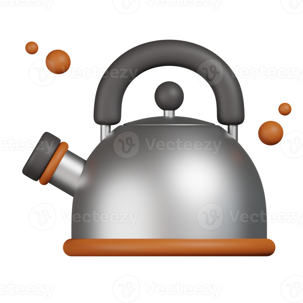 Tea kettle isolated. 3D render of Winter icon png