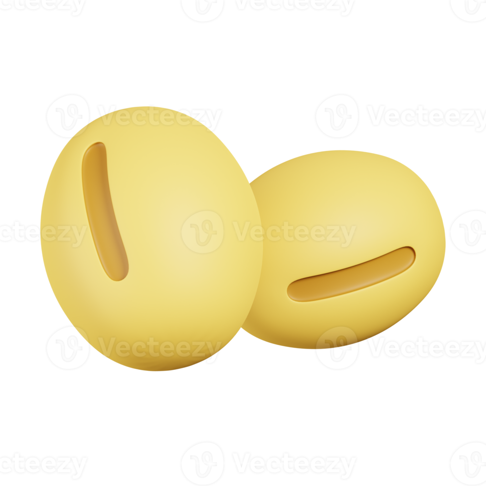 Soy beans isolated. 3D render of Nuts, seeds and grains icon png