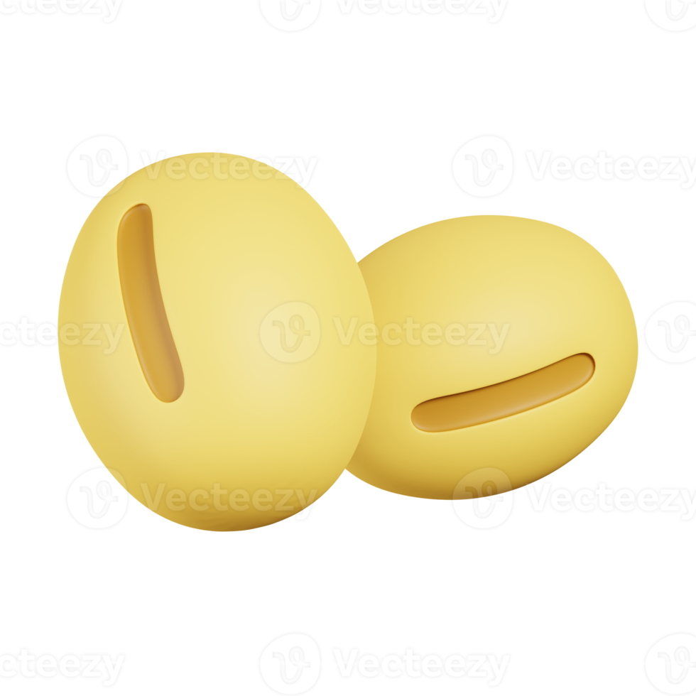 grãos de soja isolados. renderização 3D do ícone de nozes, sementes e grãos png