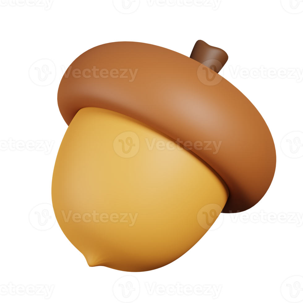 Acorn isolated. 3D render of Nuts, seeds and grains icon png