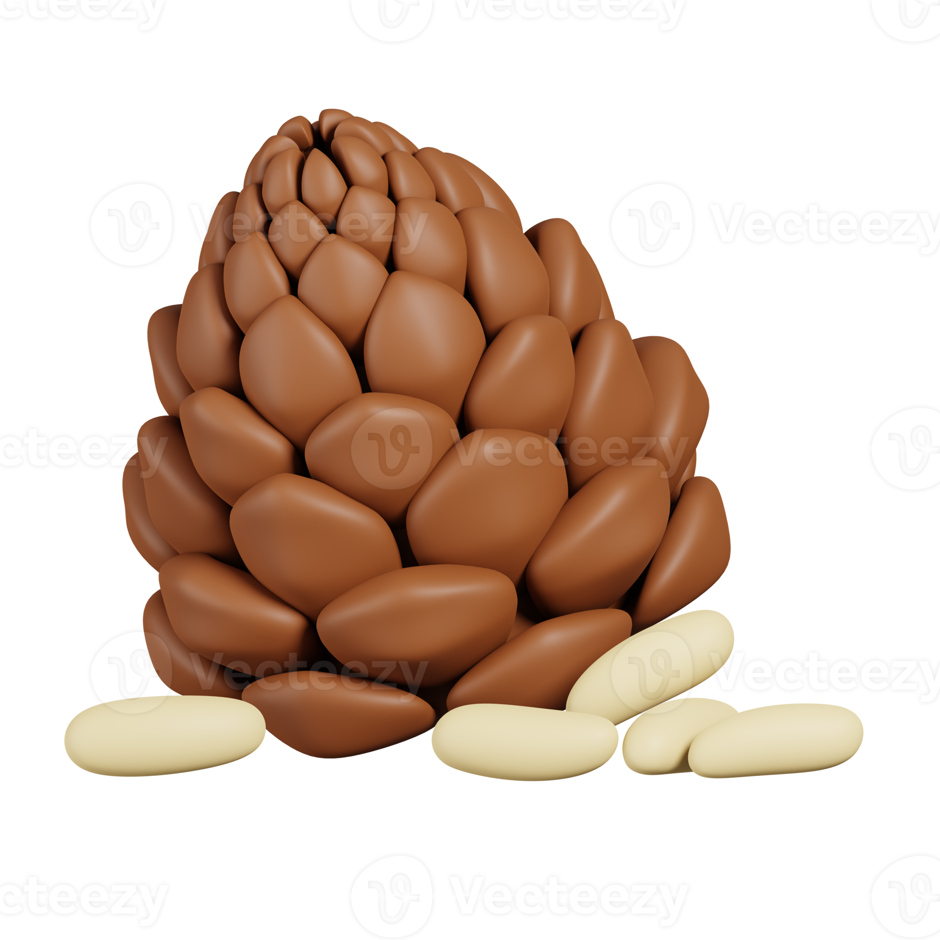 Pinecone and Pine nuts isolated. 3D render of Nuts, seeds and grains icon 16595918 PNG