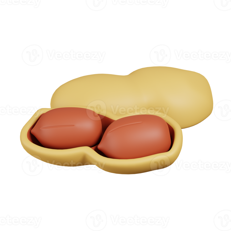 amendoim isolado. renderização 3D do ícone de nozes, sementes e grãos png