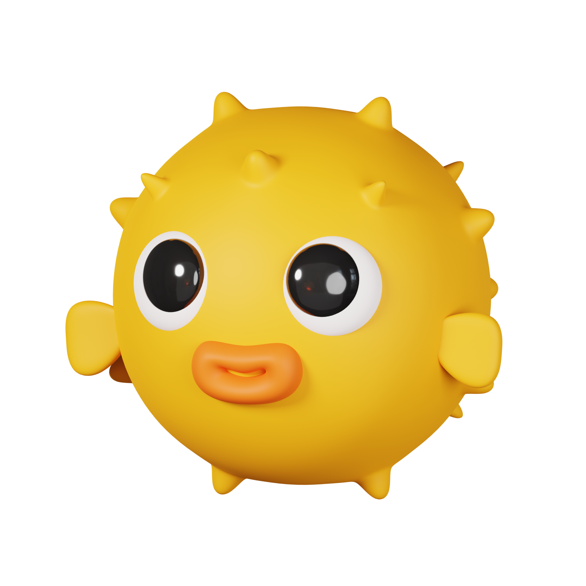 Yellow puffer fish isolated. 3D render of Sea and beach icon 16595921 PNG