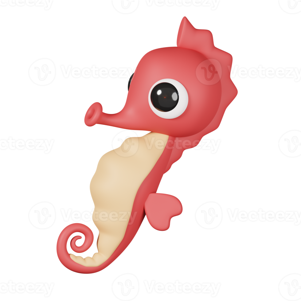 Sea horse isolated. 3D render of Sea and beach icon png