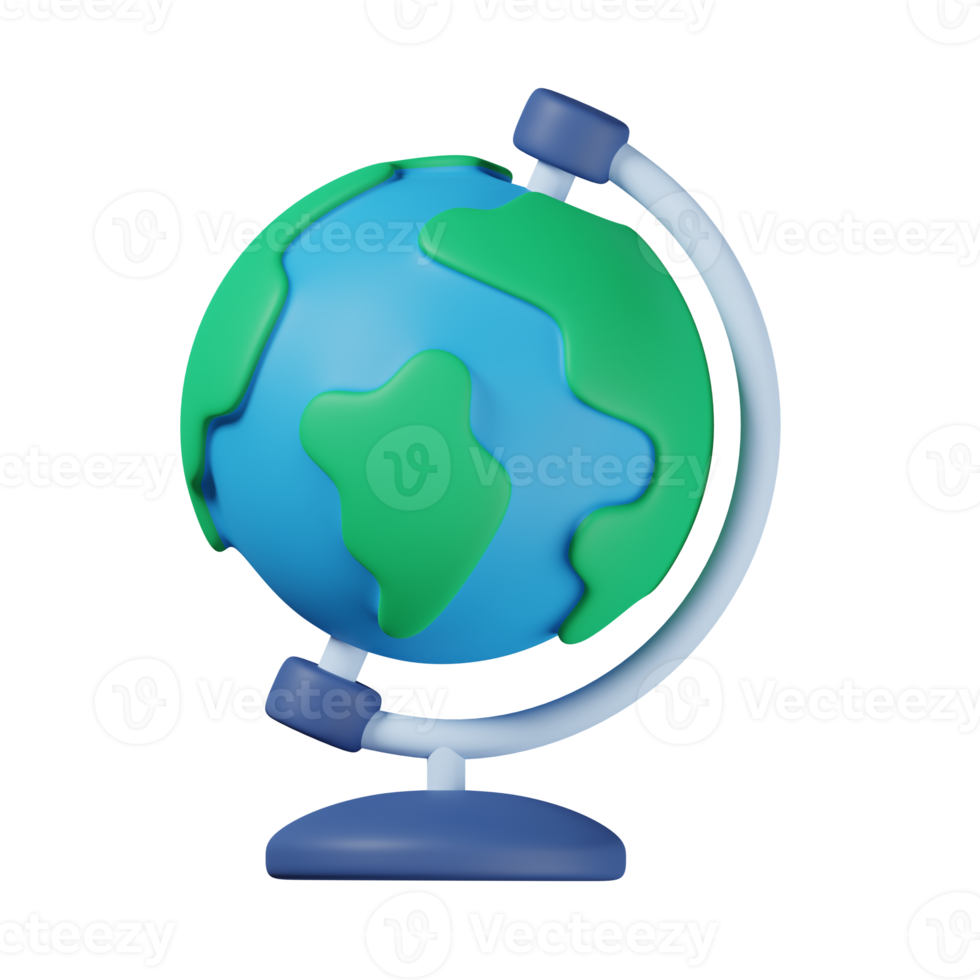 wereldbol geïsoleerd. 3d geven van zee en strand icoon png