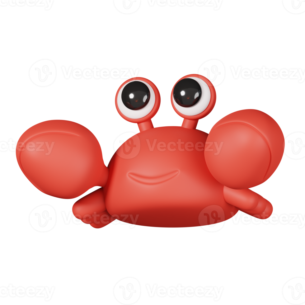 Crab isolated. 3D render of Sea and beach icon png